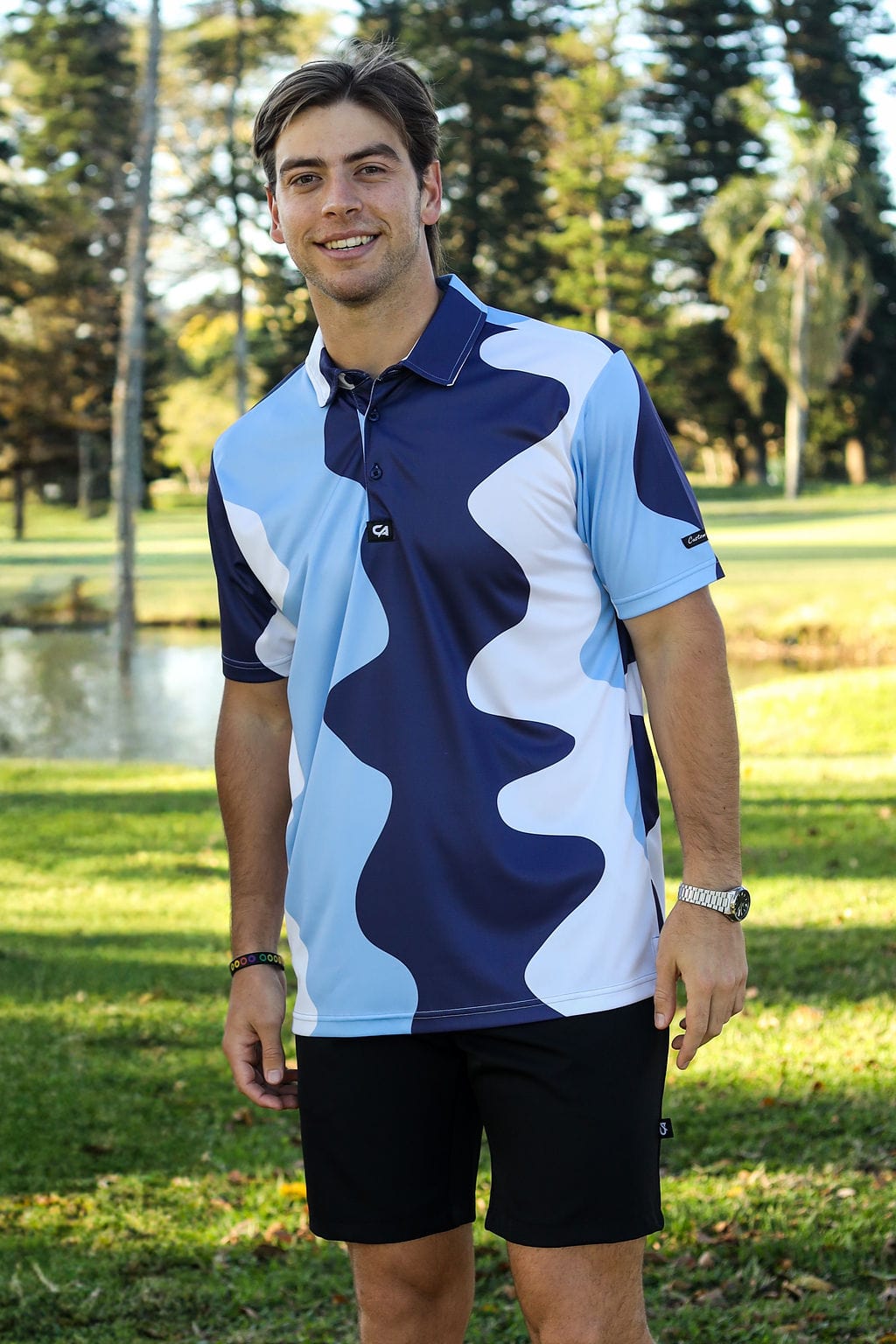 Custom Apparel Men's Funky Golf Shirt | Santorini Swing