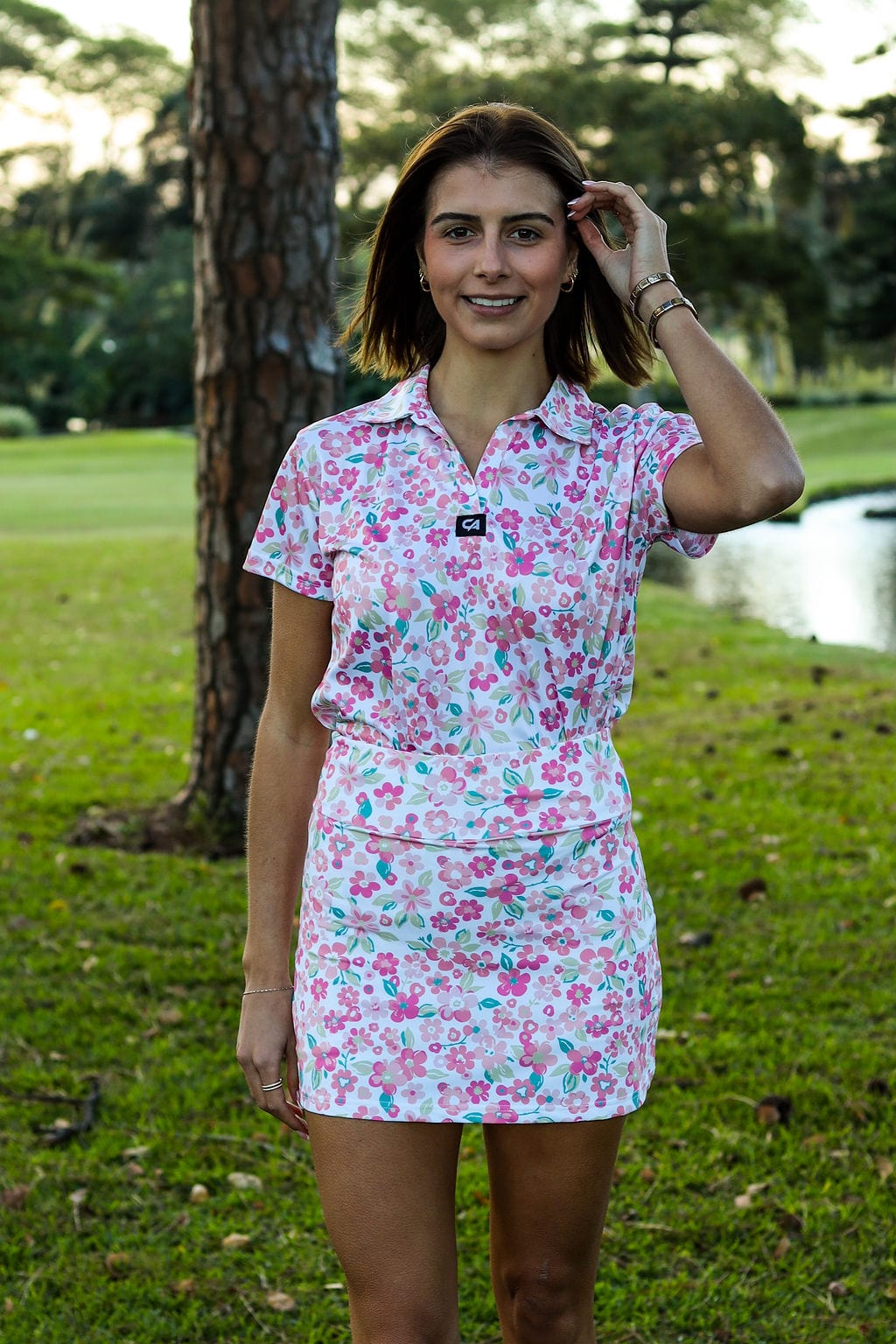 Custom Apparel Women's Golf Shirts | V Neck | Fairway Bloom