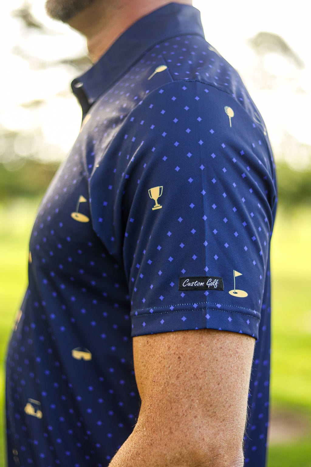 Custom Apparel Men's Golf Shirt | Statement | Navy & Gold