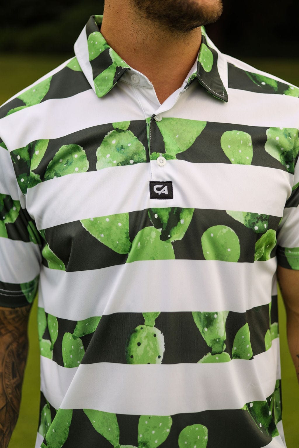 Custom Apparel Men's Funky Golf Shirt | Cactus Stripes