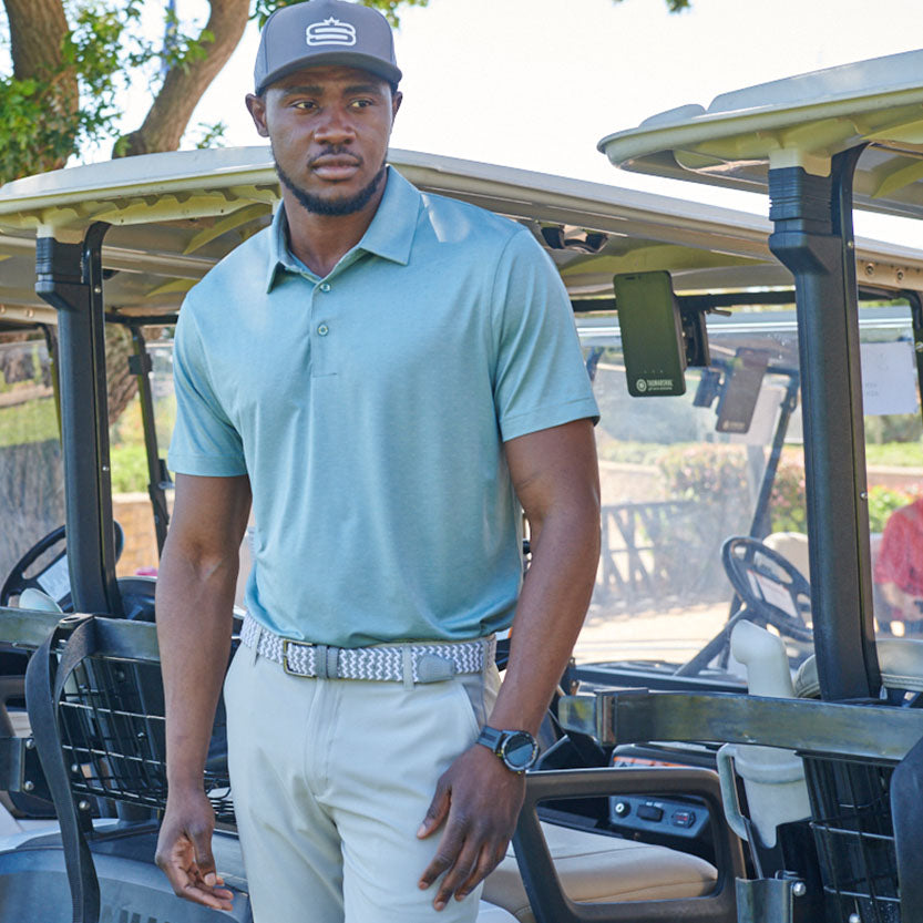 Men's Aztec Melange Dry Tech Performance Golfer Polo Shirt