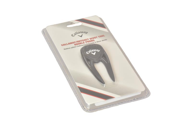 Black callaway golf ball marker with a clip design.