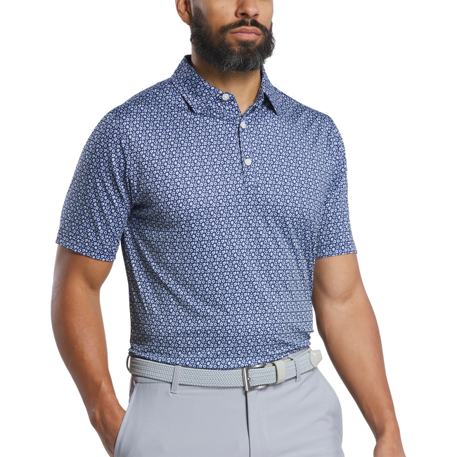 Footjoy Men`s Golf Shirt | EU Flower Bud Foulard | Navy