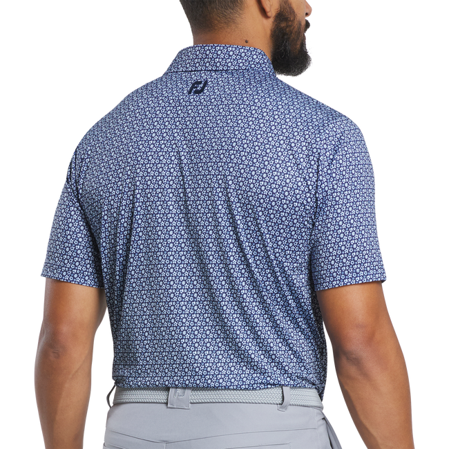 Footjoy Men`s Golf Shirt | EU Flower Bud Foulard | Navy
