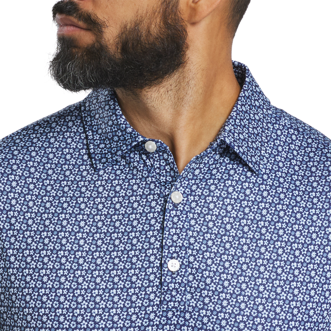 Footjoy Men`s Golf Shirt | EU Flower Bud Foulard | Navy