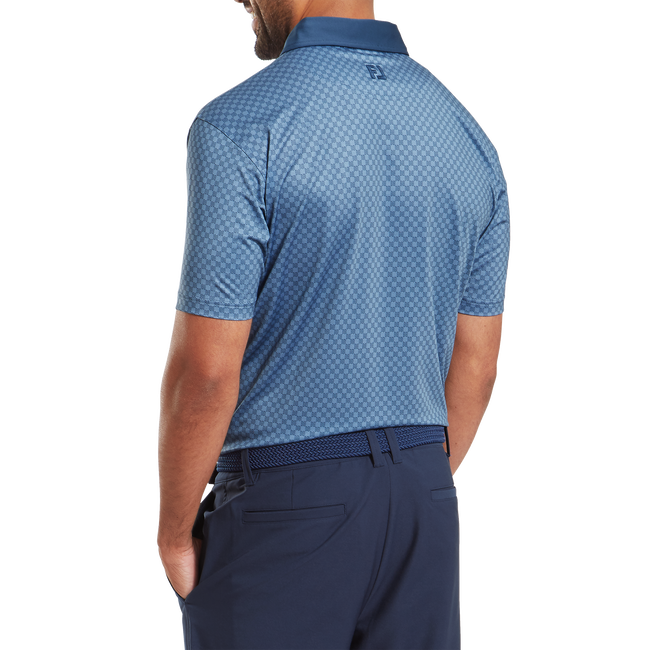 FootJoy Men's Golf Shirt | Checker Print Isle | Dark Denim White