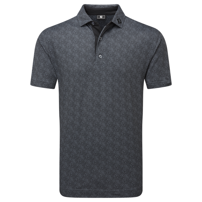 Footjoy Men`s Golf Shirt | EU Speckle Print Pique | Black/Flint