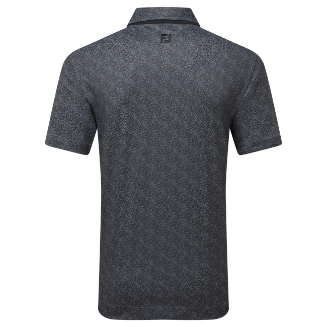 Footjoy Men`s Golf Shirt | EU Speckle Print Pique | Black/Flint