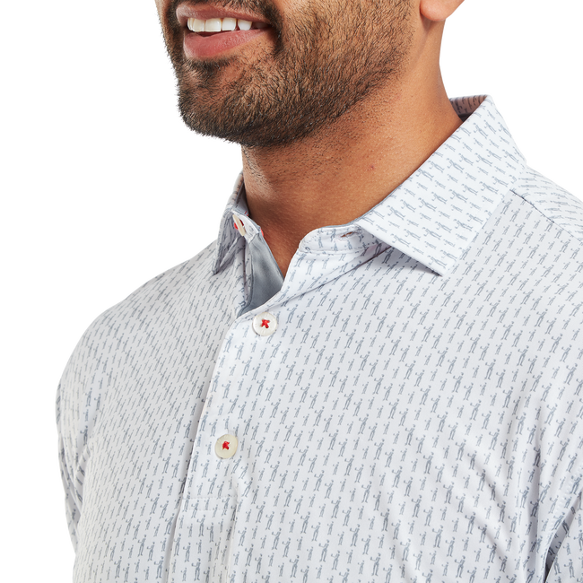 FootJoy Men's Golf Shirt | Figure Print Lisle | White Flint