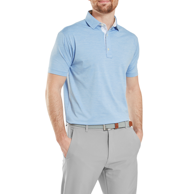 Footjoy Men`s Golf Shirt | EU Heather Lisle | Blue Jay