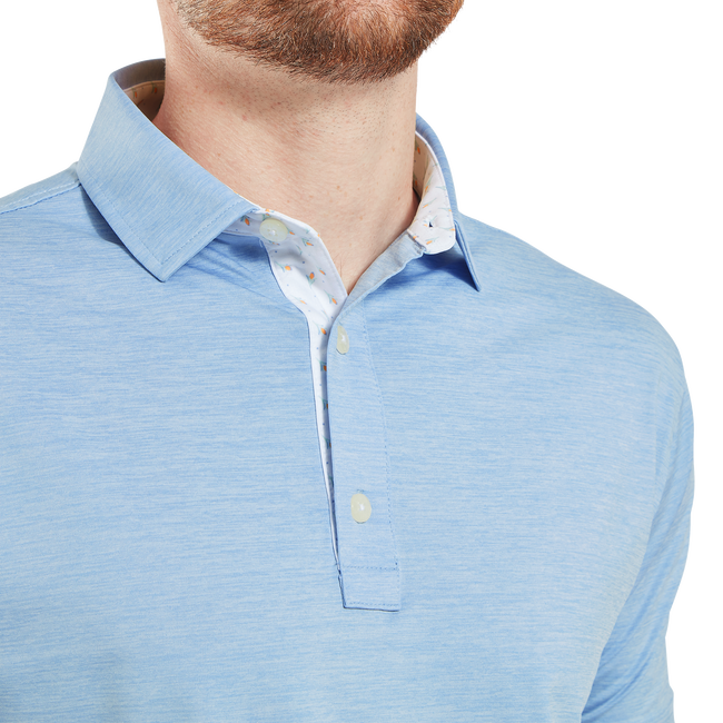 Footjoy Men`s Golf Shirt | EU Heather Lisle | Blue Jay