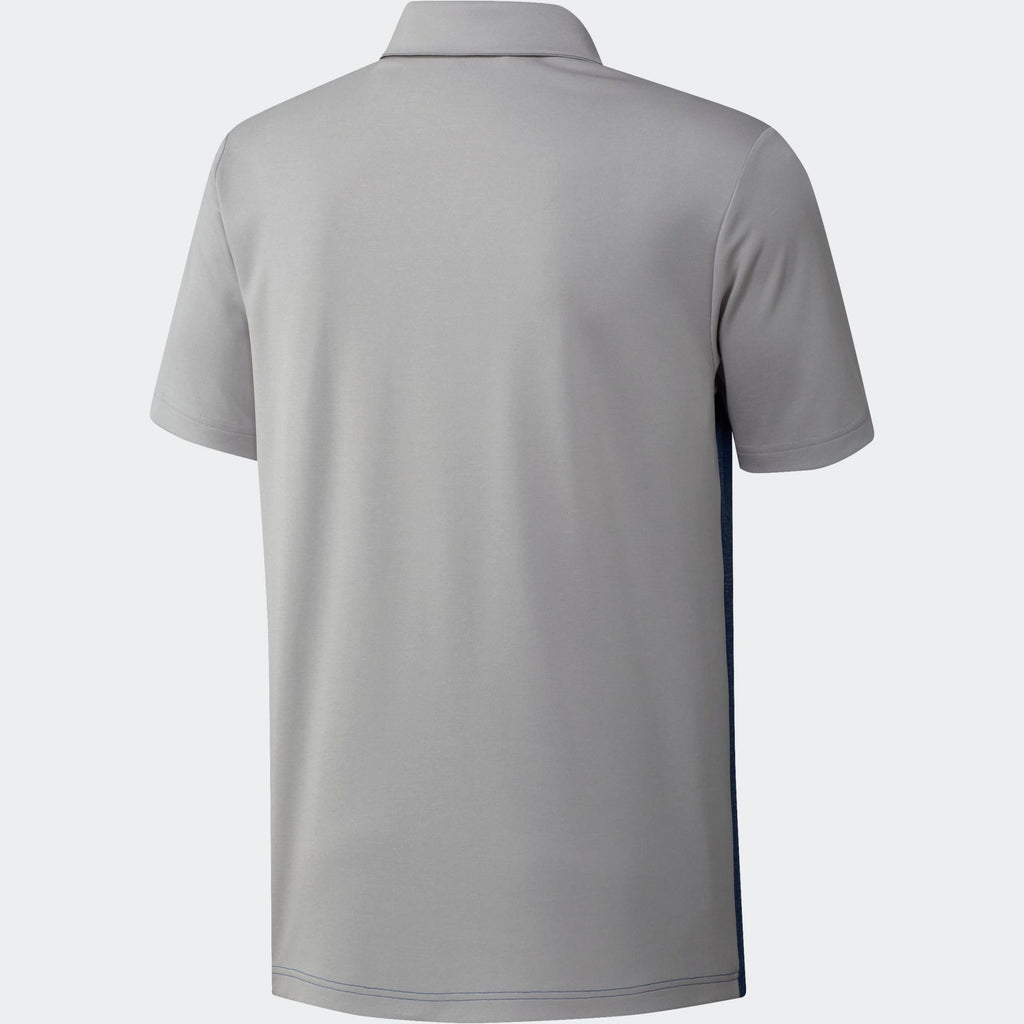 Light gray polo shirt with short sleeves and a collar, likely made of cotton or polyester blend.