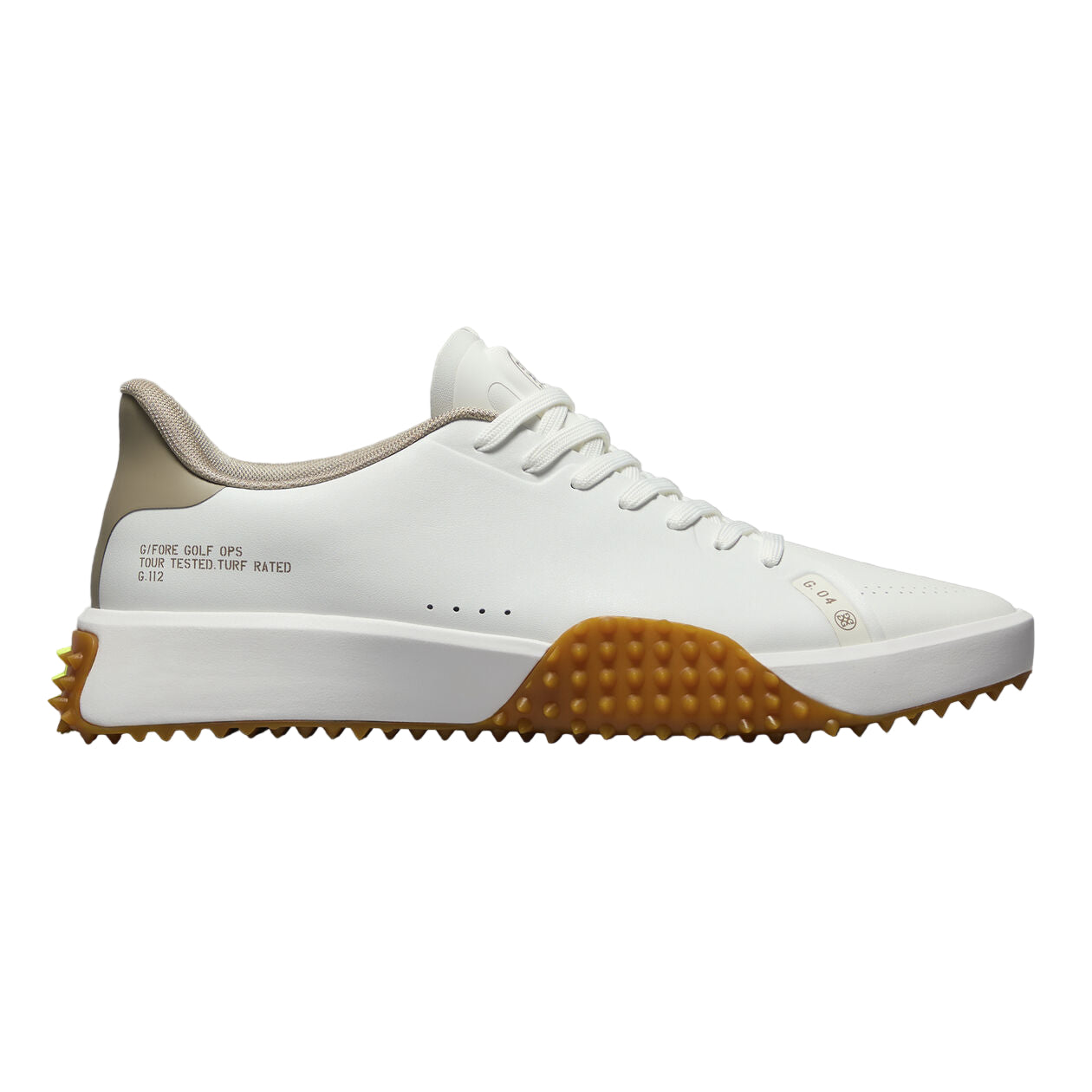 G/Fore Men`s Golf Shoe | G112 Leather | White/Beige/Nylon Yellow
