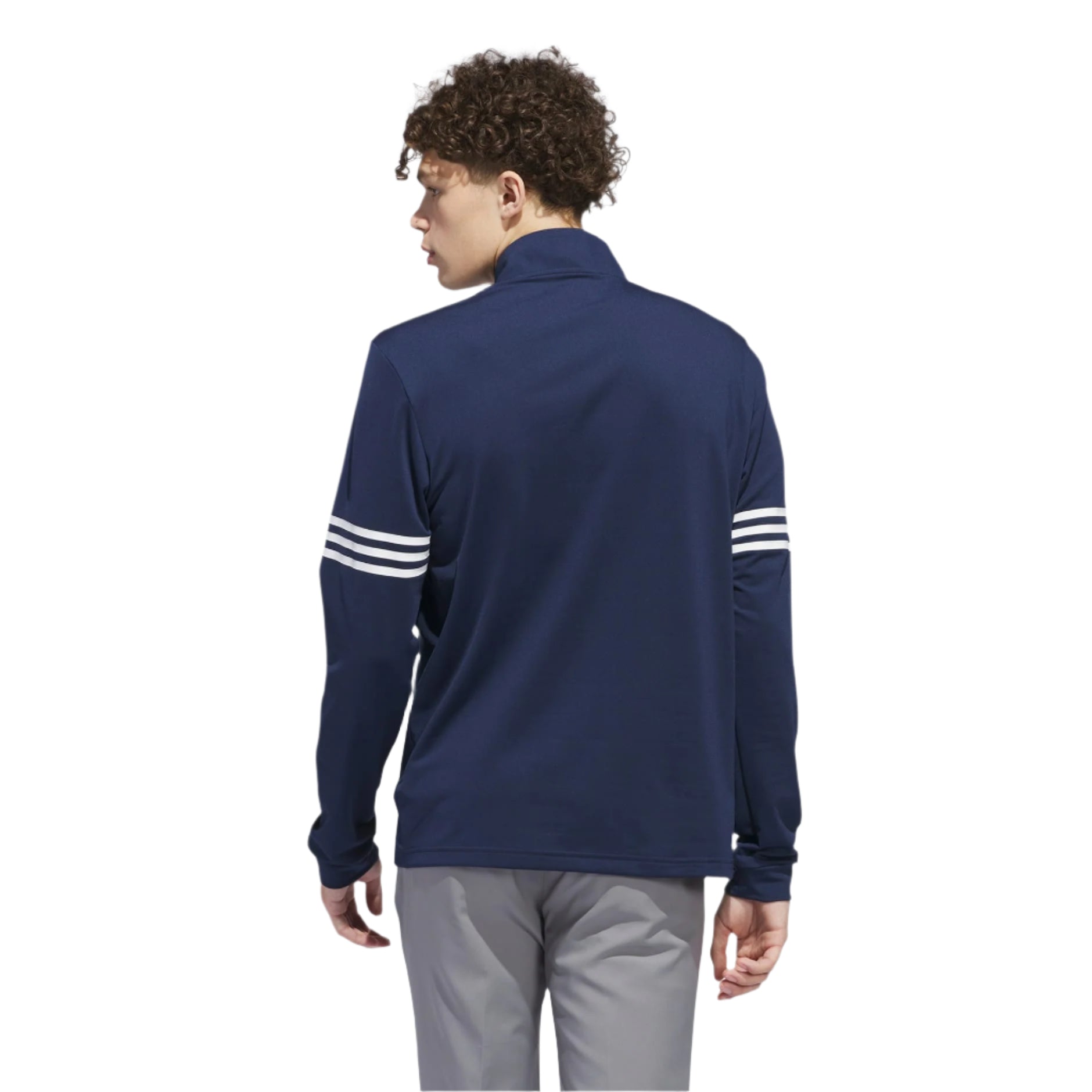 Adidas Men's Golf Sweatshirt | Performance 3 Stripe | Quarter Zip | Navy/White