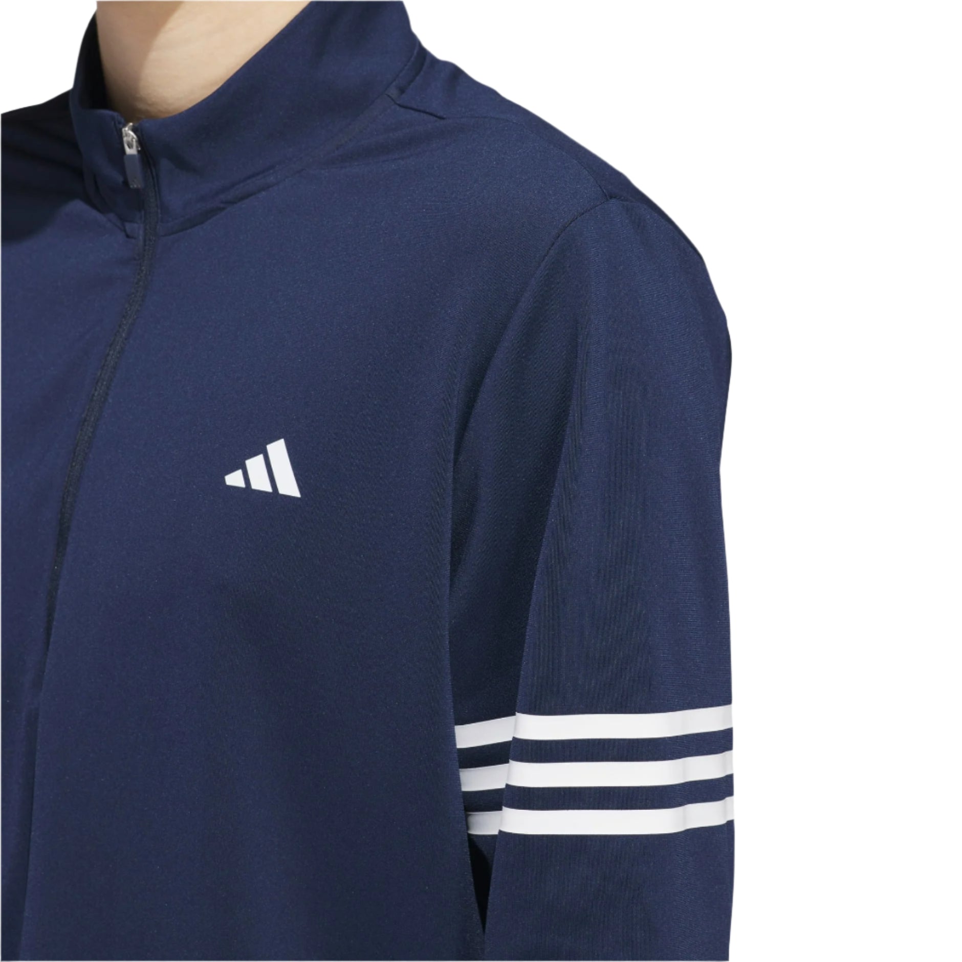 Adidas Men's Golf Sweatshirt | Performance 3 Stripe | Quarter Zip | Navy/White