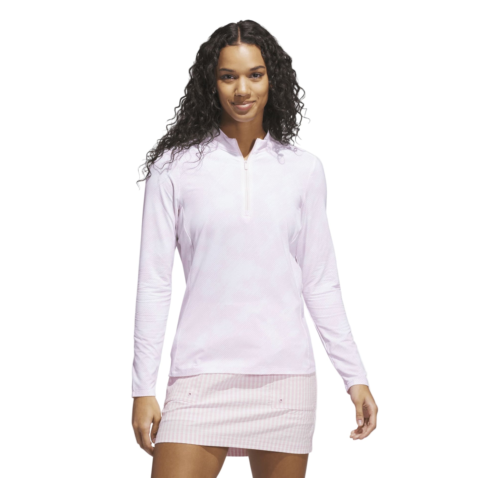 Adidas Women's Jersey | Printed  Polo Quarter Zip | Pink
