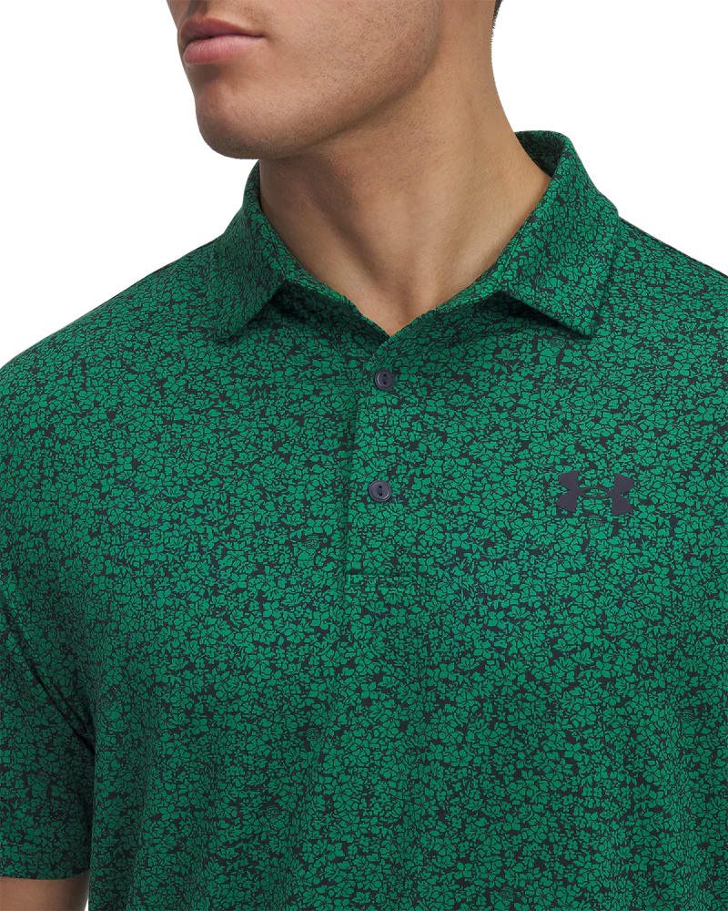Under Armour Men's Golf Polo | 3.0 Printed Polo | Green/Black