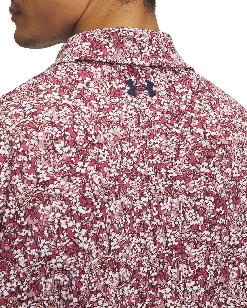 Under Armour Men's Golf Polo | Playoff 3.0 Printed Polo | Tourmaline Pink