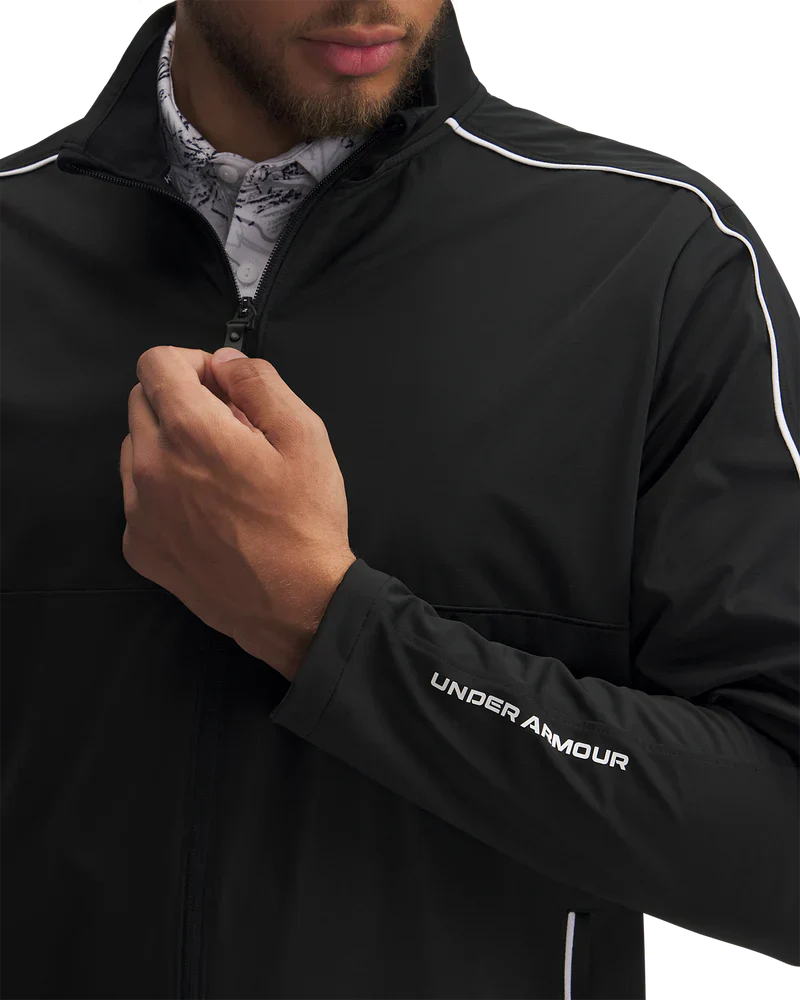 Under Armour Men's Golf Jacket | Drive Wind Full Zip | Black/White