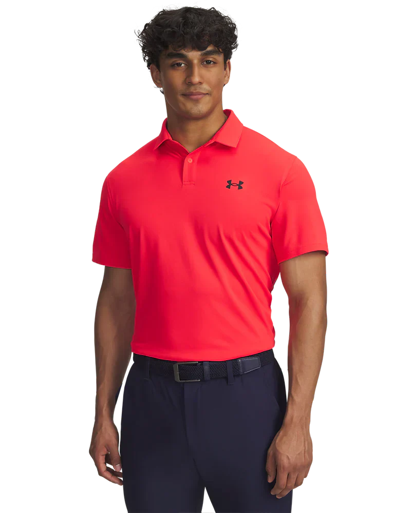 Under Armour Men's Golf Shirt | T2G Pique Polo | Racer Red